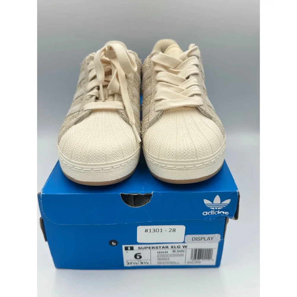 Adidas Superstar XLG W‎ Cream Suede Platform Sneakers Y2K Luxe Sz Women 6 NIB